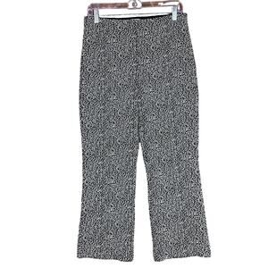 Anthropologie Womens Pant Black White Leopard Pull On The Essential Crop Flare M